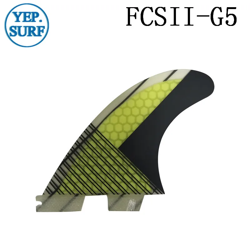 FCS II плавники желтый цвет стекловолокна соты FCS2 плавники G5 Киль ребра в серфинг