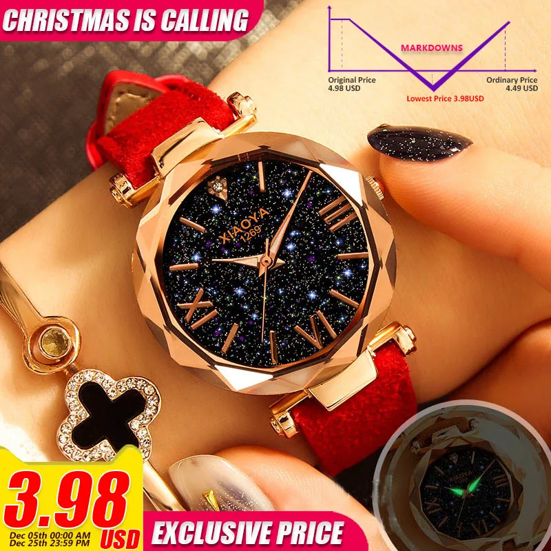 

Watch Women 2018 Luxury Brand Women's Watches Personality Romantic Starry Sky Wrist Watch Leather Rhinestone Designer Ladies New