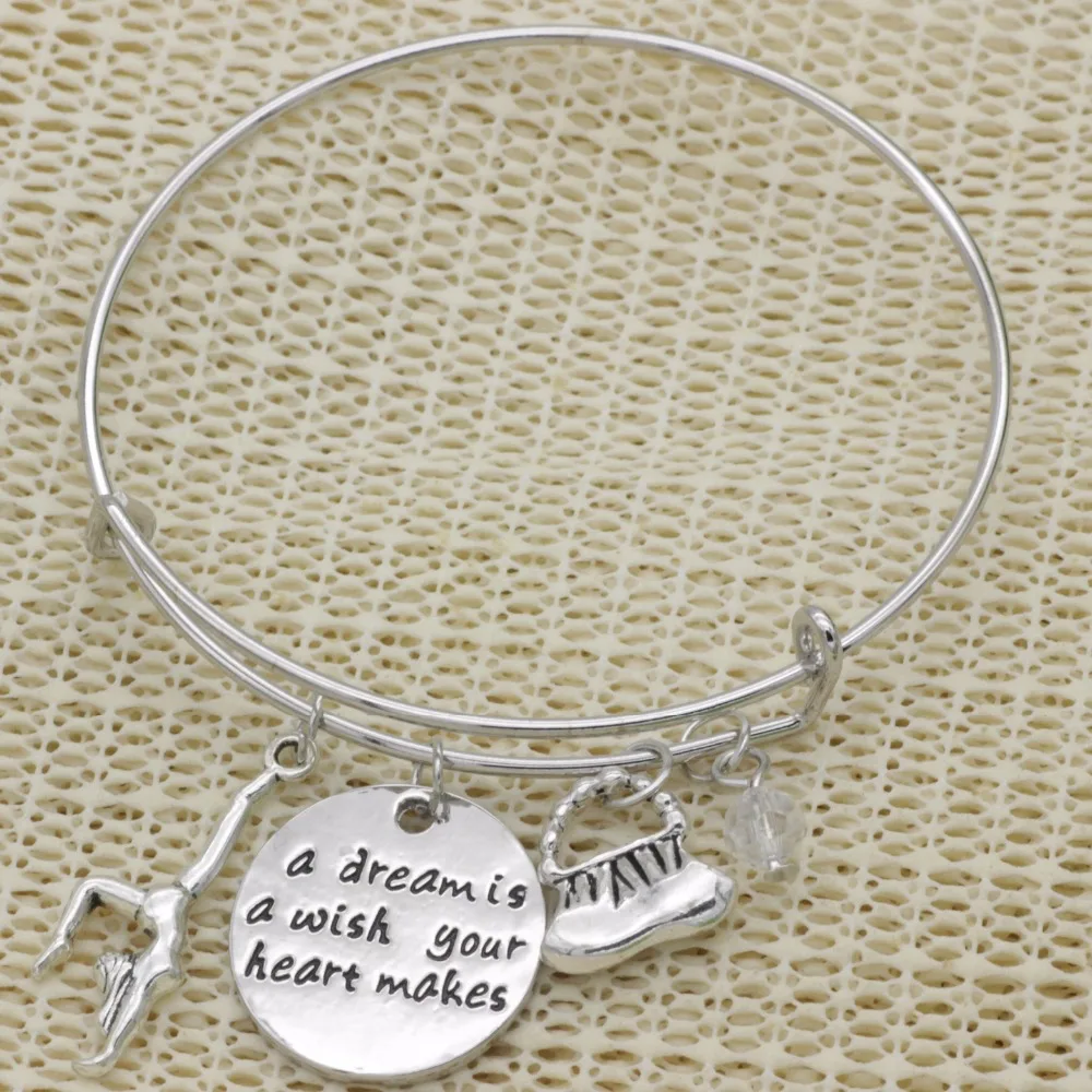 

Fashion wish bracelet crystal Jewelry Yoga girl a dream is a wish your heart makes handbag pendant Expandable Bracelet B156