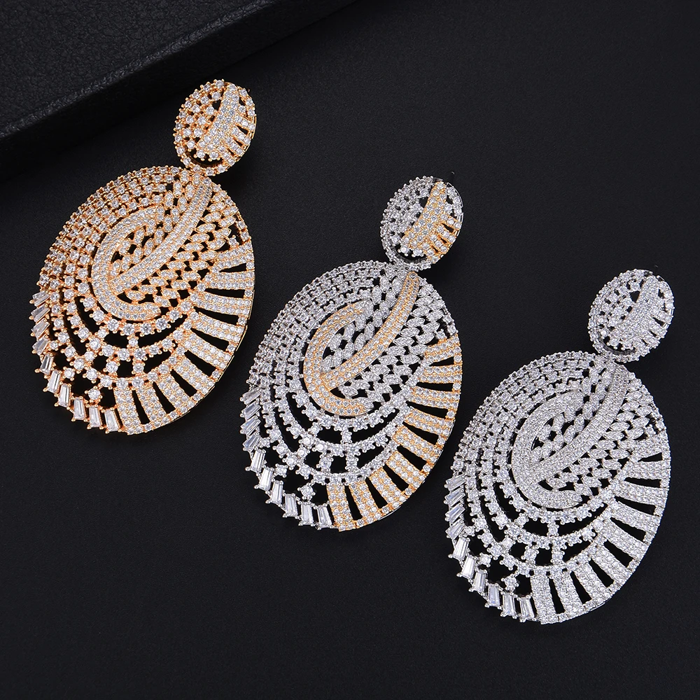 

missvikki Trendy Fashion Cubic Zirconia Top Quality Round Pendant Silver Earring Dubai Nigerian African Women Accessories