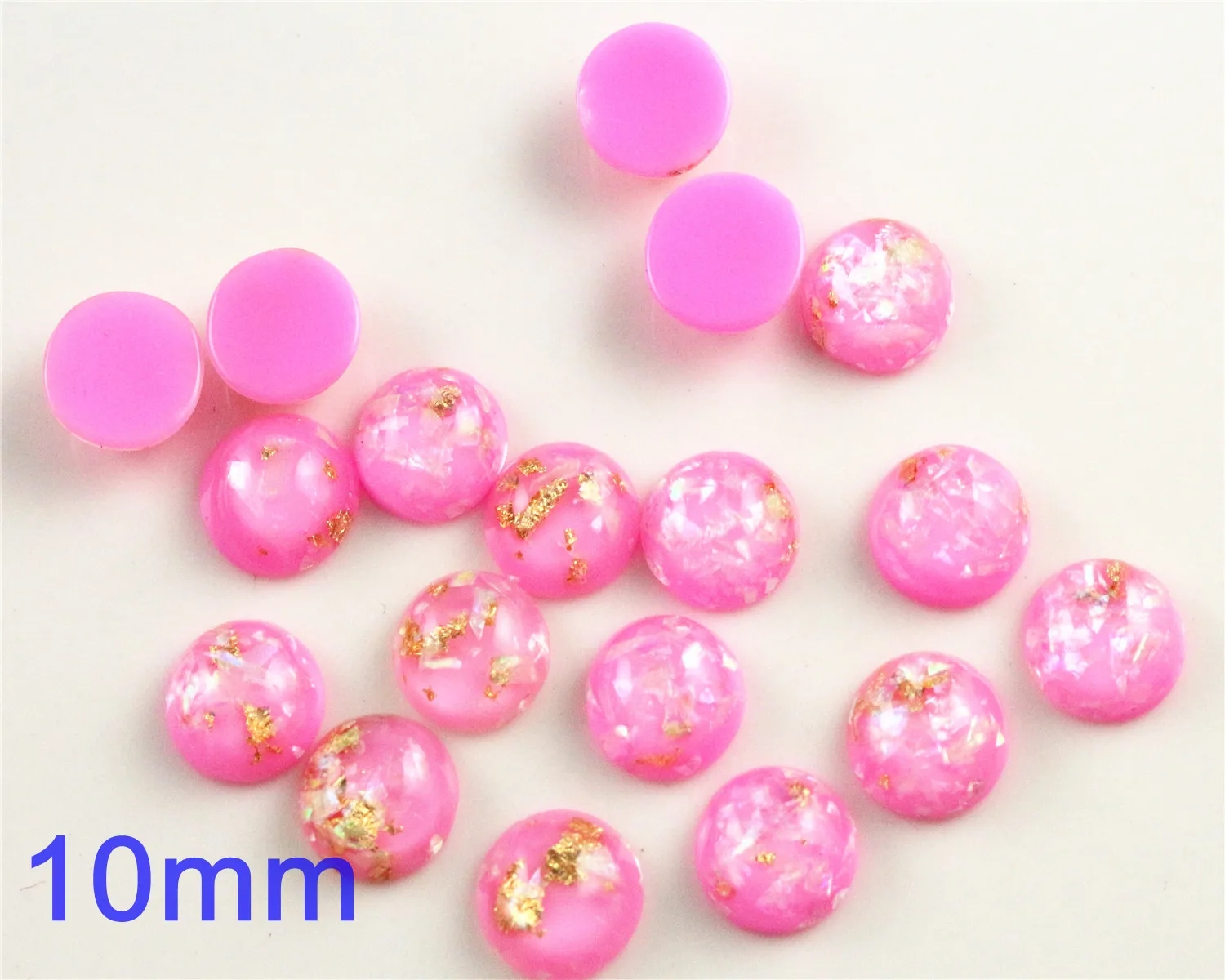 

New Fashion 10mm 40pcs/Lot Rose Red Color Built-in metal foil Flat back Resin Cabochons Cameo V7-25