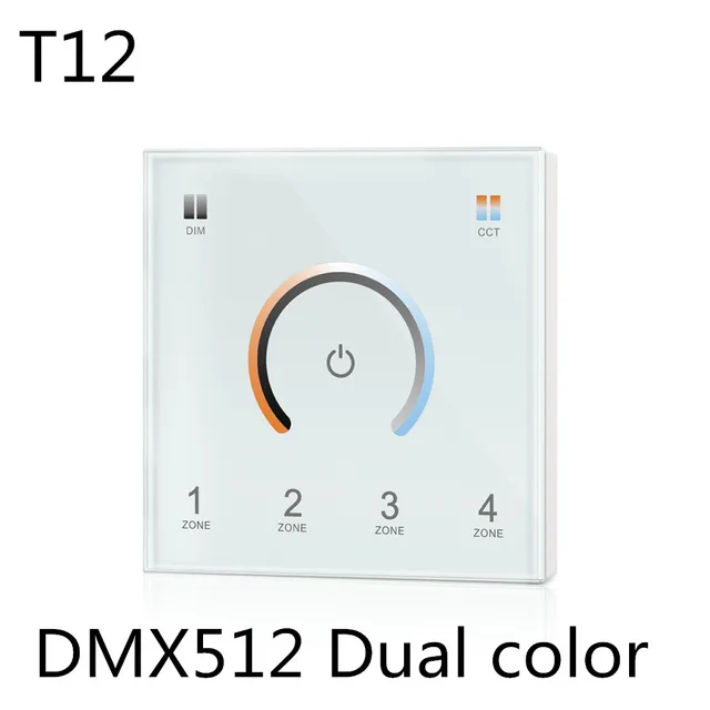 85-265VAC 4 Zones 2.4G Brightness RGB/RGBW Touch Panel Remote Control Wall mounted Touch Panel DMX512 Master RF 2.4G RemoteT11-1