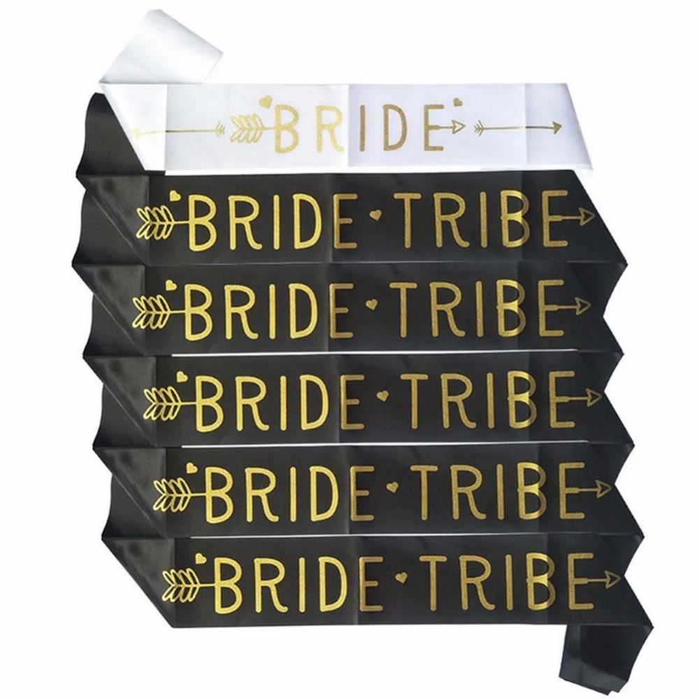 

1 Set / 6 Pcs 6pc Bachelor Party Tribe Straps Bride Party Streamers Single Single's Party Strap 5 Black + 1 White