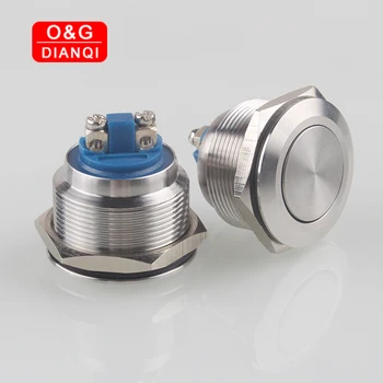 

25mm Stainless Steel Push Button Switch Flat Head Screw Feet Switch Button Waterproof Momentary Push Button for Boat Elevator