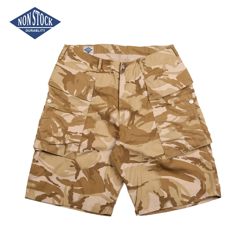 

NON STOCK Sand Tan Camo Engineer Shorts Vintage Camouflage Men's Military Shorts