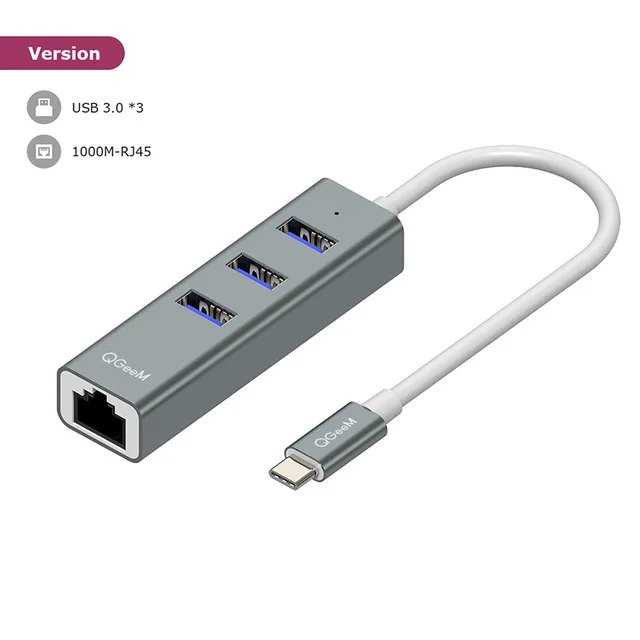 QGEEM usb-хаб USB C к HDMI RJ45 Thunderbolt 3 адаптер для MacBook samsung Galaxy S9/Note 9 huawei P20 Pro type C USB 3,0 концентратор - Цвет: 2 IN 1