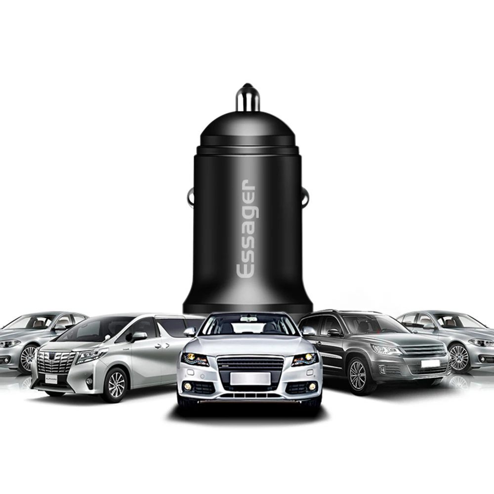 ESSAGER Car USB Charger Quick Charge Mobile Phone Charger 2 Port USB Fast Car Charger for iPhone for Samsung Tablet Car-Charger ESSAGER Car USB Charger Quick Charge Mobile Phone Charger 2 Port USB Fast Car Charger for iPhone for Samsung Tablet Car-Charger