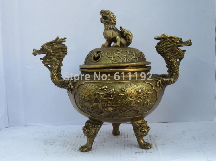 

Antique Home Decor brass animal incense burner Metal crafts,Handmade Kirin Fu foo dog censer