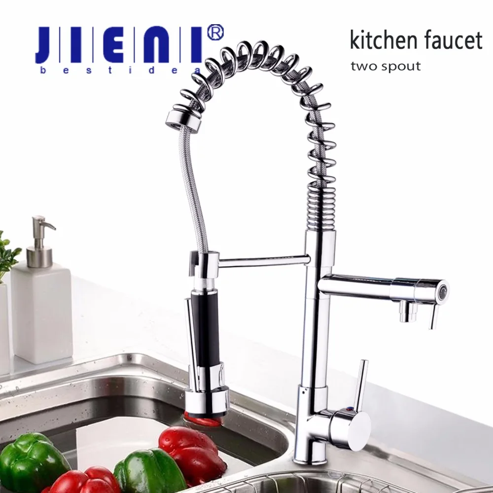 

JIENI Chrome Polished Kitchen Faucet Mixer Wash Basin Water Tap Pull Down Spary Kitchen Sink Tap 2 Fuction Basin Sink Mixer
