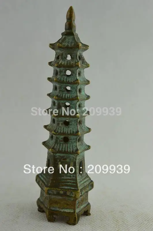 

huij 0019 Orient Old Collectibles Decorated Handwork Bronze Wenchang Pagoda Statue 0 (A0314)