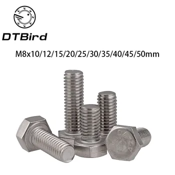 

20pcs/lot DIN933 Ta2 M8*10/12/15/20/25/30/35/40/45/50 Titanium Hex Bolts Stainless Steel Hot Sale New Style 2017