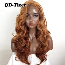 QD-Tizer Blonde Hair Brown Ombre Wigs Synthetic Lace Front Wig Side Parting Heat Resistant Natural Body Wave Wigs for Black Wome QD-Tizer Blonde Hair Brown Ombre Wigs Synthetic Lace Front Wig Side Parting Heat Resistant Natural Body Wave Wigs for Black Wome