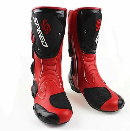 Мотоциклетные ботинки для верховой езды Tribe Moto Racing Boot Защитное снаряжение для мотокросса из искусственной кожи высокие ботинки B1001 - Цвет: Красный