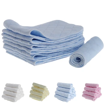 

Soft 10Pcs Reusable Baby Cotton Blend Cloth Diaper Newborn Soft Nappy Insert 3 Layers Baby Bibs