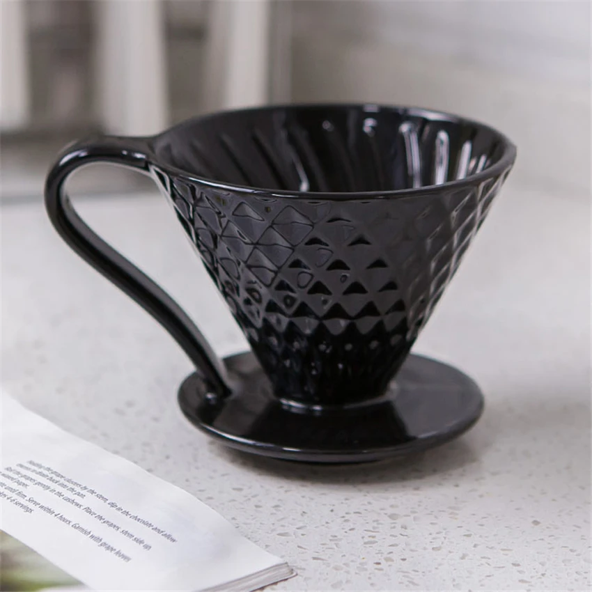 Керамическая кофейная капельница с двигателем V60, стильная кофейная капельная чашка с фильтром, Перманентная наполняемая кофеварка с отдельной подставкой для 1-4 чашек