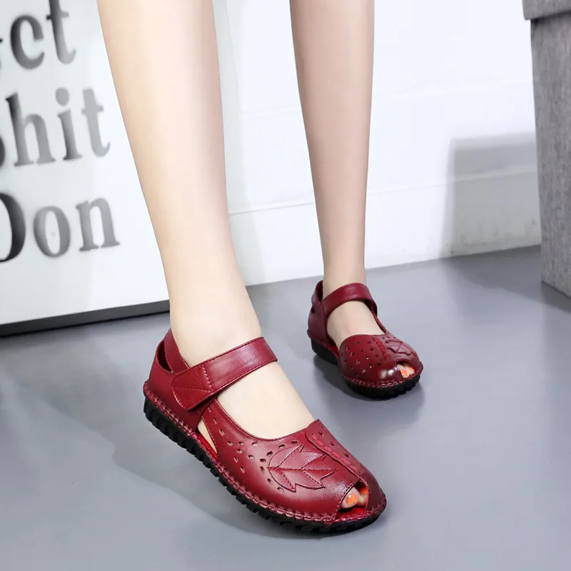 

Women Shoes Genuine Leather Sandals Women Flat Shoes Soft Soles Fashion 2017 Summer Flats Shoes Woman Sandals Sandalias Mujer