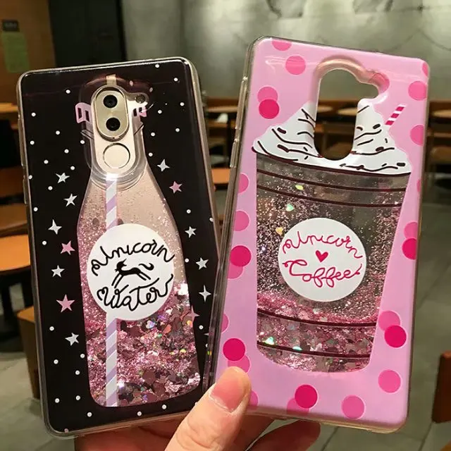 

Liquid Unicorn Case for Huawei Honor 4A 4C 4X 5A 5C 5X 6A 6X 6C 7i 7X 8X Pro V8 9 V9 Note10 Lite Glitter Ice cream Silicon Cover