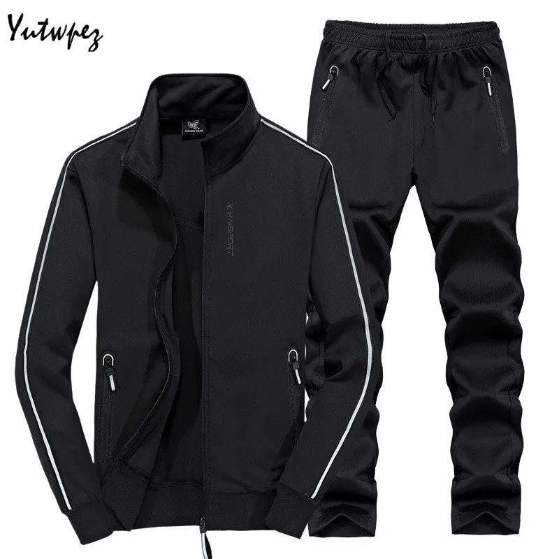 

Yutwpez 2019 Fashion Spring Autumn Men Sporting Suit Jacket+Pant Sportswear Two Piece Set Tracksuit For Men Clothes Plus Size