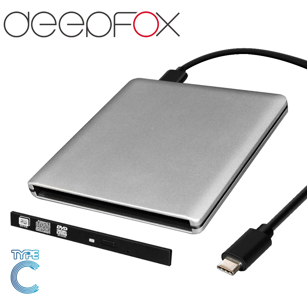 DeepFox ODP95S чехол с кабелем типа C USB 3,1 Внешний чехол для DVD Rom 9,5 мм SATA Корпус для CD DVD RW