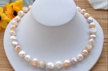 

shipping> >>>18" 15mm WHITE PINK LAVENDER BAROQUE freshwater pearl necklace