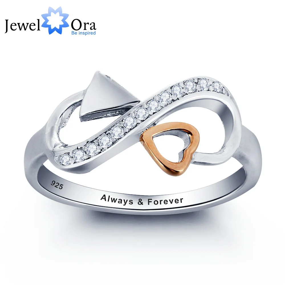 

Personalized Love Promise Ring 925 Sterling Silver Heart Arrow Ring Valentine's Day Gift (JewelOra RI101807)