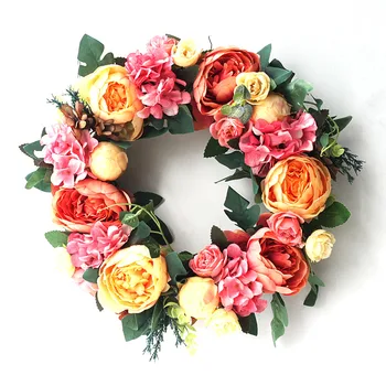 

multiple styles Silk Peony Artificial Flowers Wreaths Door Perfect Quality simulation Garland For Wedding Home Party decoration