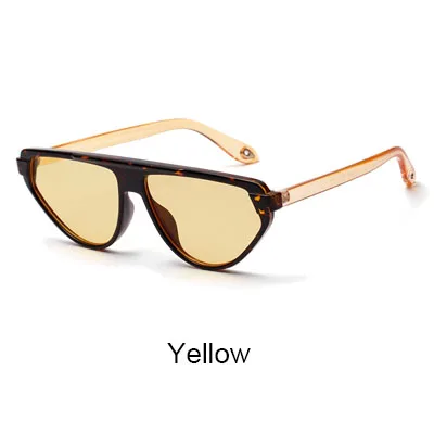 Два Oclock треугольные солнечные очки для женщин Ретро черепаха солнцезащитные очки UV400 Модные женские винтажные желтые очки женские оттенки 8813021 - Цвет линз: Цвет: желтый
