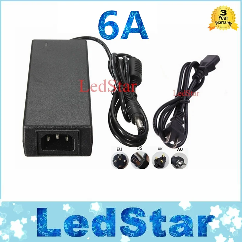 

New Universial AC/For DC 12V 6A 72W Power Supply Charger Adaptor For LED Strip Light CCTV Camera Free Shipping