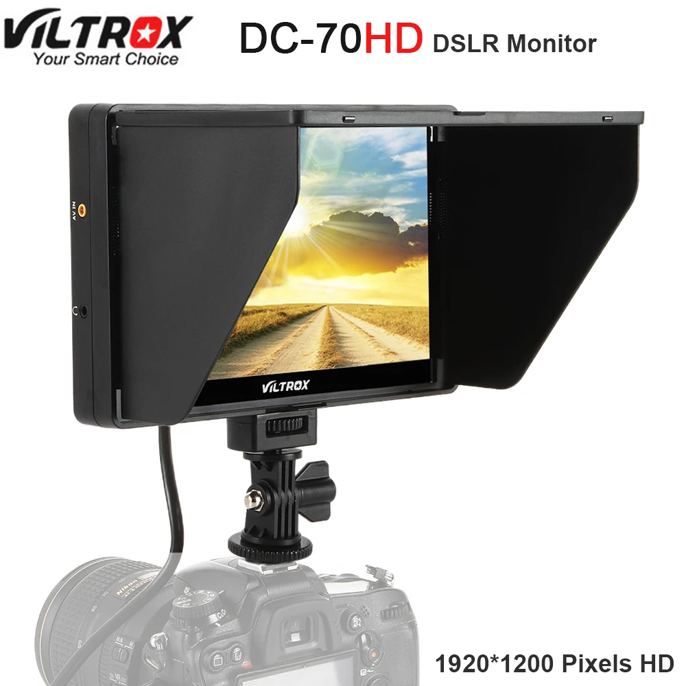 Viltrox DC-70HD Clip-on 7 ''1920 x IPS монитор для камер высокого разрешения с разъемами HDMI и AV 1200 для Canon Nikon DSLR BMPCC 5DIV