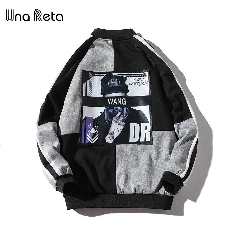 

Una Reta Baseball Jacket Men 2018 New Patchwork Color Block Streetwear Jacket Tracksuit Casual Coat Men Hip Hop Jackets