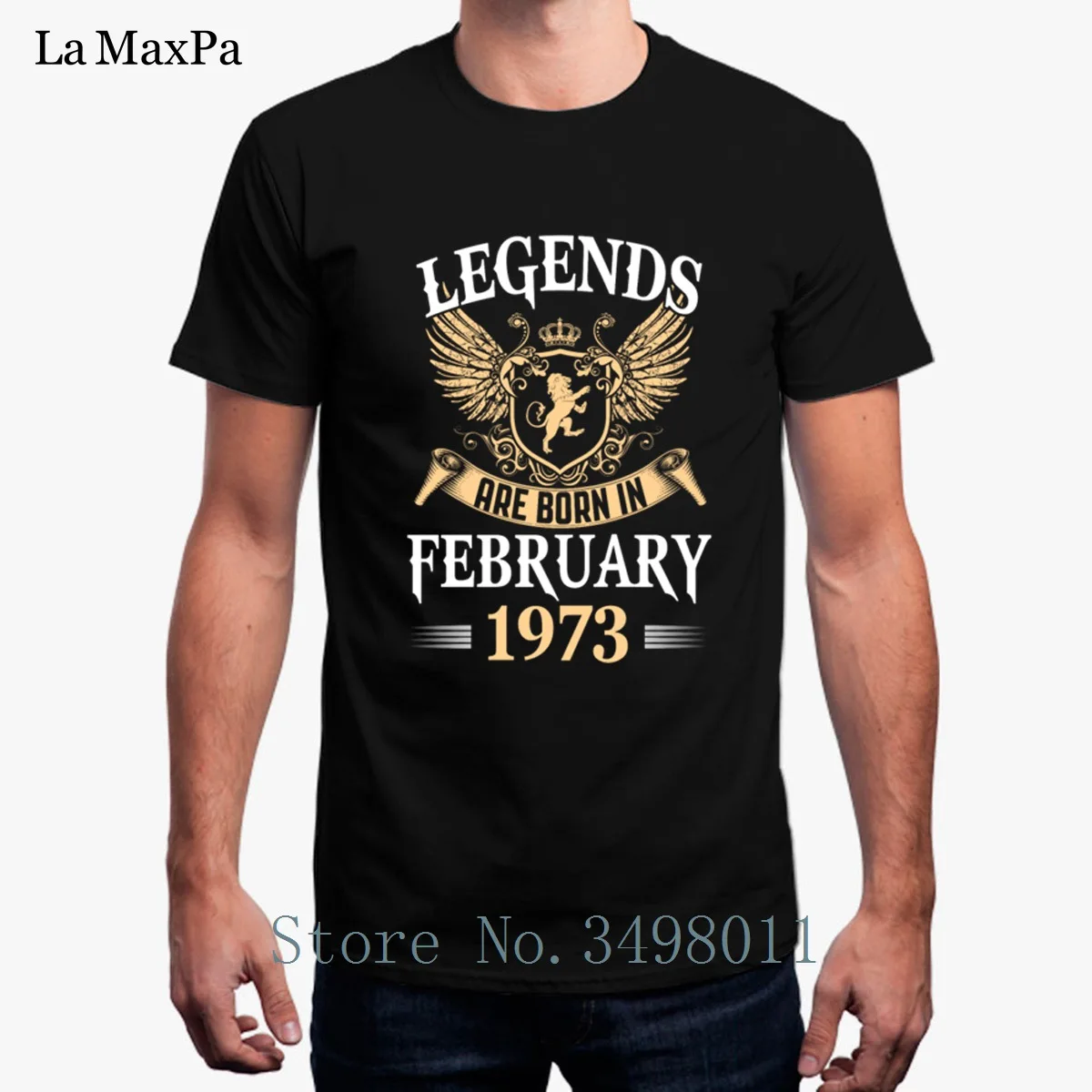 

Free Shipping Legends Are Born In February 1973 T-Shirt Men Large Costume Men T Shirt 100% Cotton Summer Mens Tee Shirt