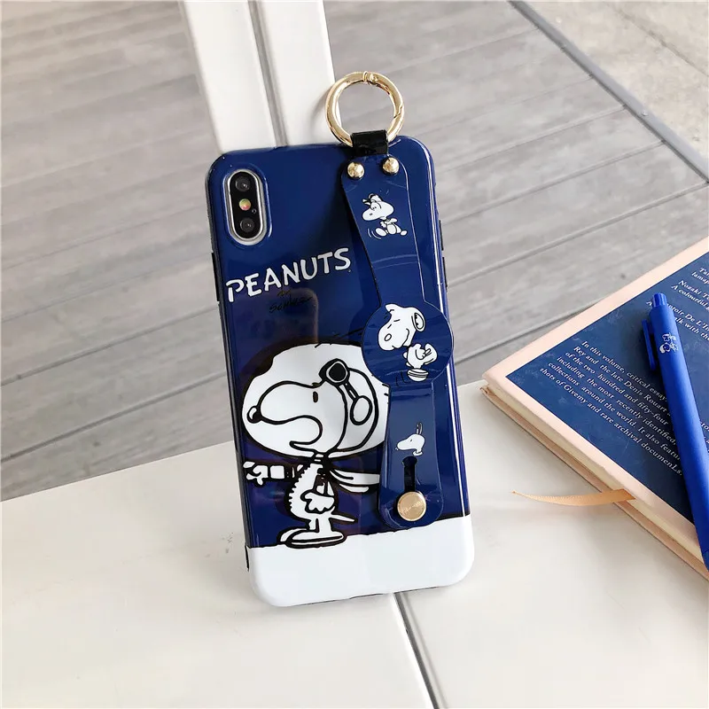 

Wrist Strap Coque for Iphone 6s Case Glossy Soft IMD Cute Cartoon Patterned Case for Iphone 7 Plus Xr Xs Max 6 8 Plus X Cover