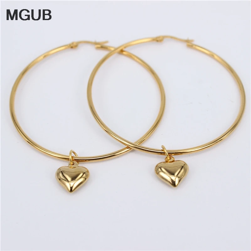 

MGUB New wholesale stainless steel gold color drop earring 10mm-100mm selection to exaggeration