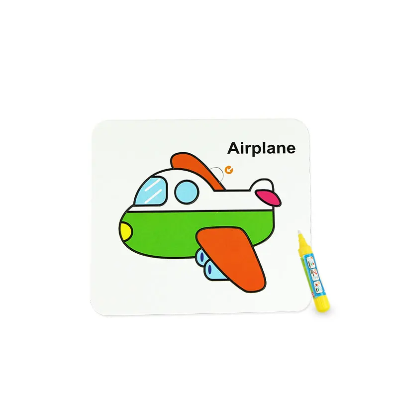 Детская обучающая игрушка нарисованная картина животное/пазл с транспортом Волшебная водная карточка для рисования Пазлы игрушки Детские Обучающие карты детские игрушки - Цвет: Airplane