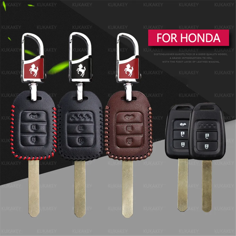 Genuine Leather Auto Key Holder Remote Key Cover For Honda Accord 7