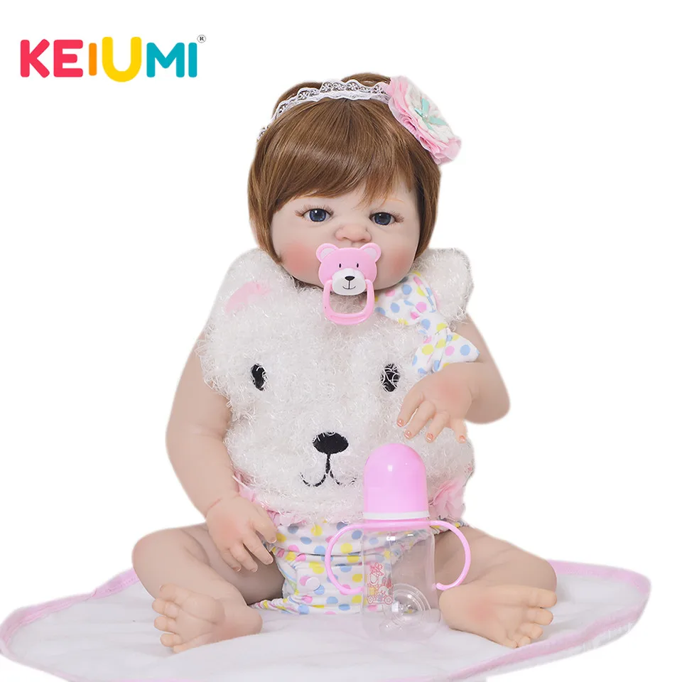 KEIUMI 23 ''модные силиконовые куклы Reborn Baby, полностью виниловые реалистичные моющиеся куклы Reborn baby girl для детей, подарки на день рождения, кукла