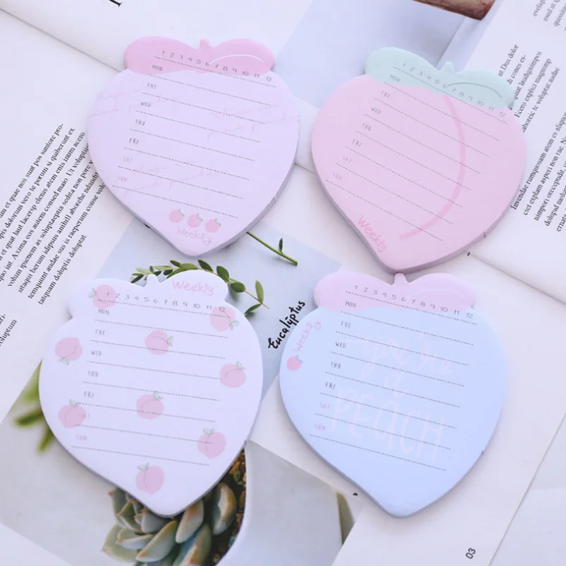 

1 Pcs Cute Kawaii Mint Peach Memo Pads Sticky Notes DIY Fruit Vegetable Week Plan Notepad Office Stationery Memo Pads Supplies
