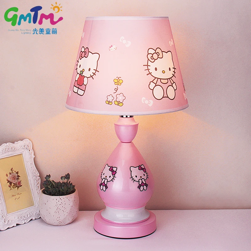 Peint A La Main Materiel Petite Fille Rose Enfants Chambre Lumiere De Bande Dessinee Lampe De Table Enfants Bonjour Kitty Night Light Lampe De Chevet Chambre Aliexpress