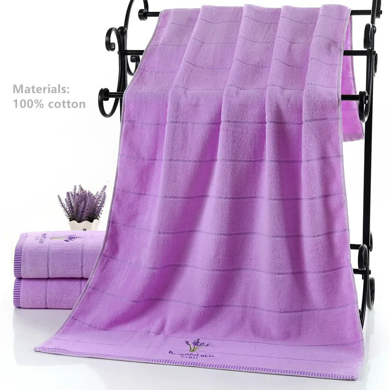 70*140cm Elegant Lavender Cotton Terry Towels for Adults Bathroom Bath
