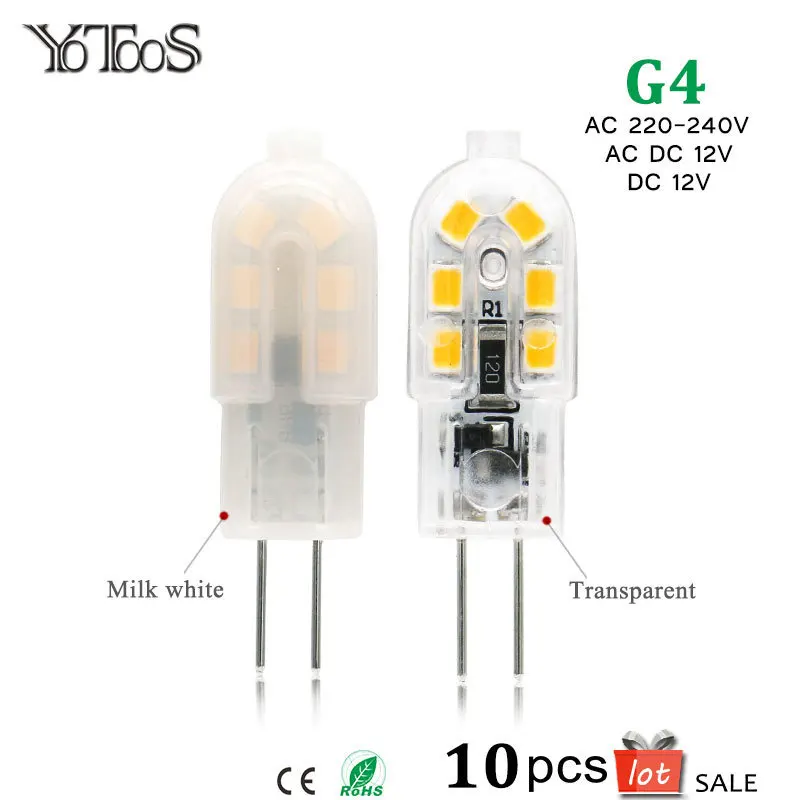 10 шт. в партии G4 светодиодный 12 В лампа светильник 220 240 AC DC SMD 2835 Светодиодный s 360