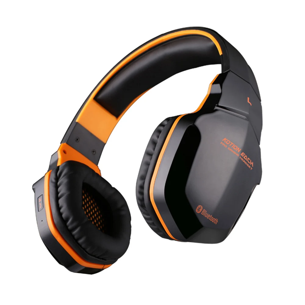 Black Orange KOTION EACH B3505 Беспроводные Стерео Игровые наушники Bluetooth 4,1 Гарнитура регулятор громкости музыкальная игровая гарнитура с микрофоном - Цвет: Black Orange