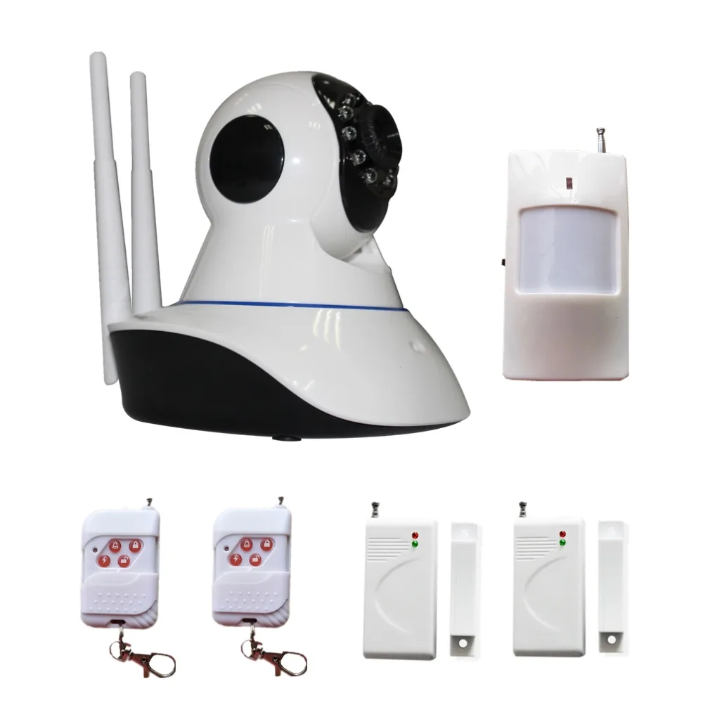 Home Security Camera System Wireless Ip Wifi 720p HD with 433mhz Alarm Motion Door Sos Sensors App Control by Smart Phone Home Security Camera System Wireless Ip Wifi 720p HD with 433mhz Alarm Motion Door Sos Sensors App Control by Smart Phone