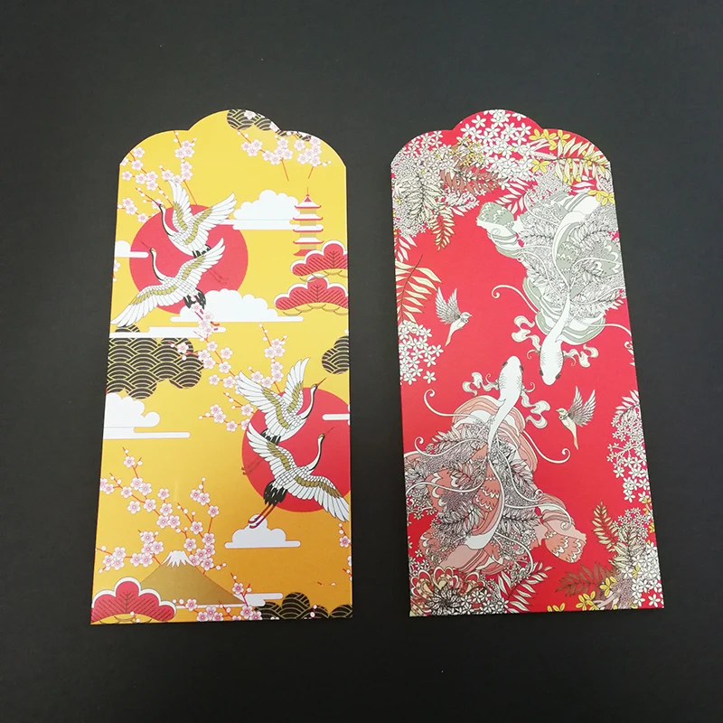

6PCs/set Japanese Style Wedding Money Envelopes (Hong Bao) Little Something for Wedding Gift 3.5*6.8In Red Envelopes