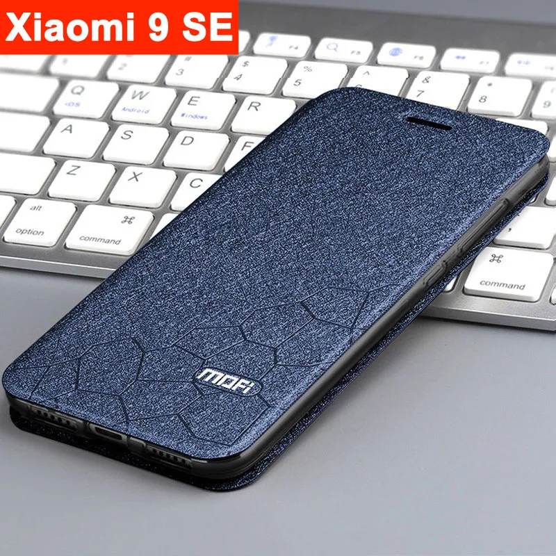 Чехол для xiaomi mi 9 se, чехол, флип, xiaomi mi 9 SE, чехол, кожа, ткань, mofi, подставка для книг, Роскошные блестящие Чехлы, 5,97 дюймов, xiaomi 9SE, чехол - Цвет: Синий