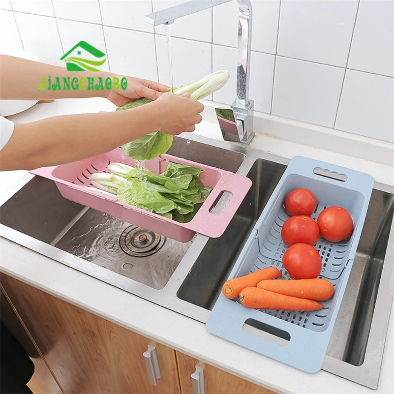 Jiangchaobo قابل بالوعة استنزاف رف المائدة طبق رف المطبخ الخضروات المنزلية تخزين الرف