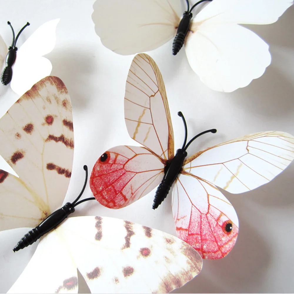 12 шт. ПВХ 3D бабочки для холодильника наклейки бабочки декорации DIY украшения для дома кухни холодильника z0322# D20