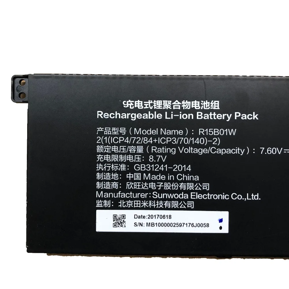  7.60V 7900mAh 60.04Wh R15B01W new Original Laptop Battery For Xiaomi Pro i5 15.6 R15B01W