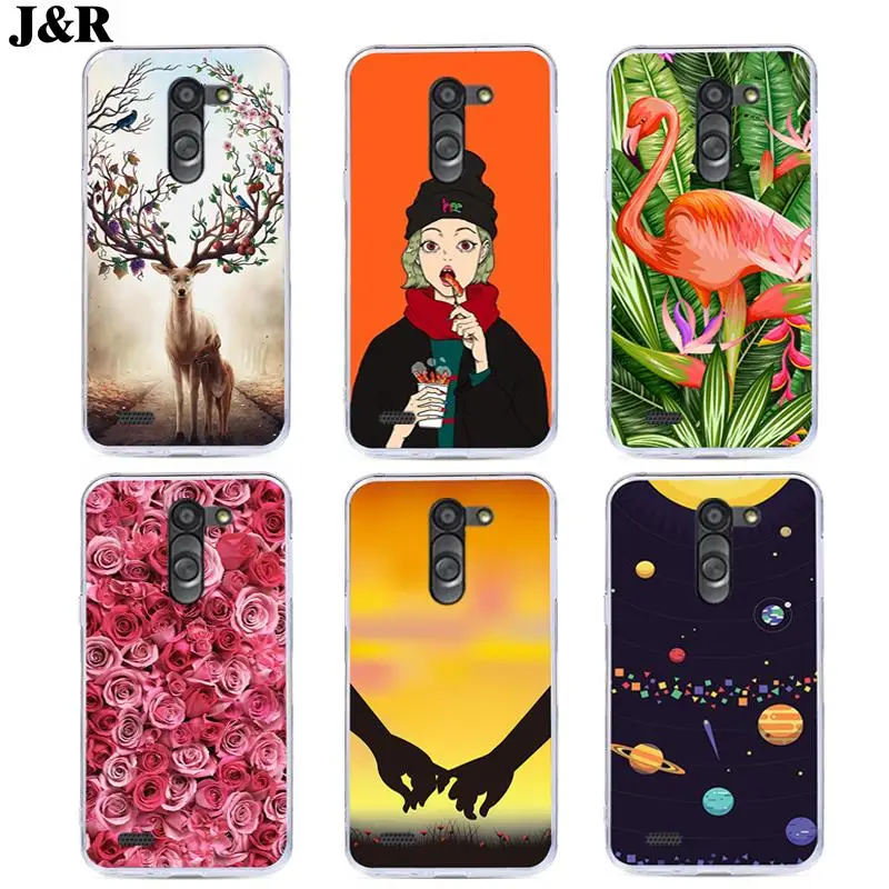 J&R Transparent Clear Phone Case For LG L Bello D331 D335 L Prime D337 Silicone Back Cover Cartoon Animals Flower Plants Cases