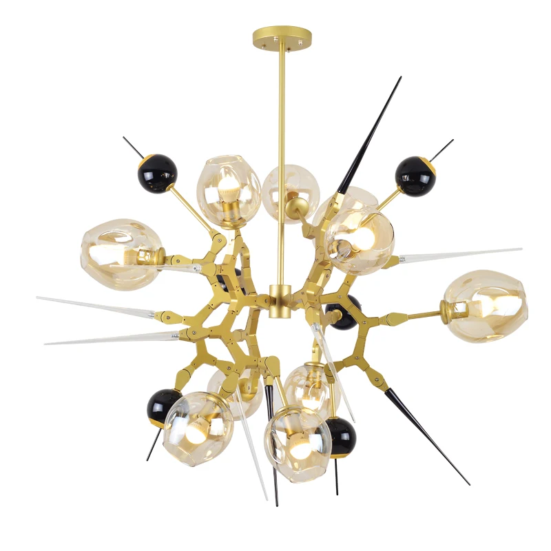 

Post modern LED Chandelier 10 Head 5 Light Modern Black Gold aluminum Branch Nordic art decoration home Dining Room shop store