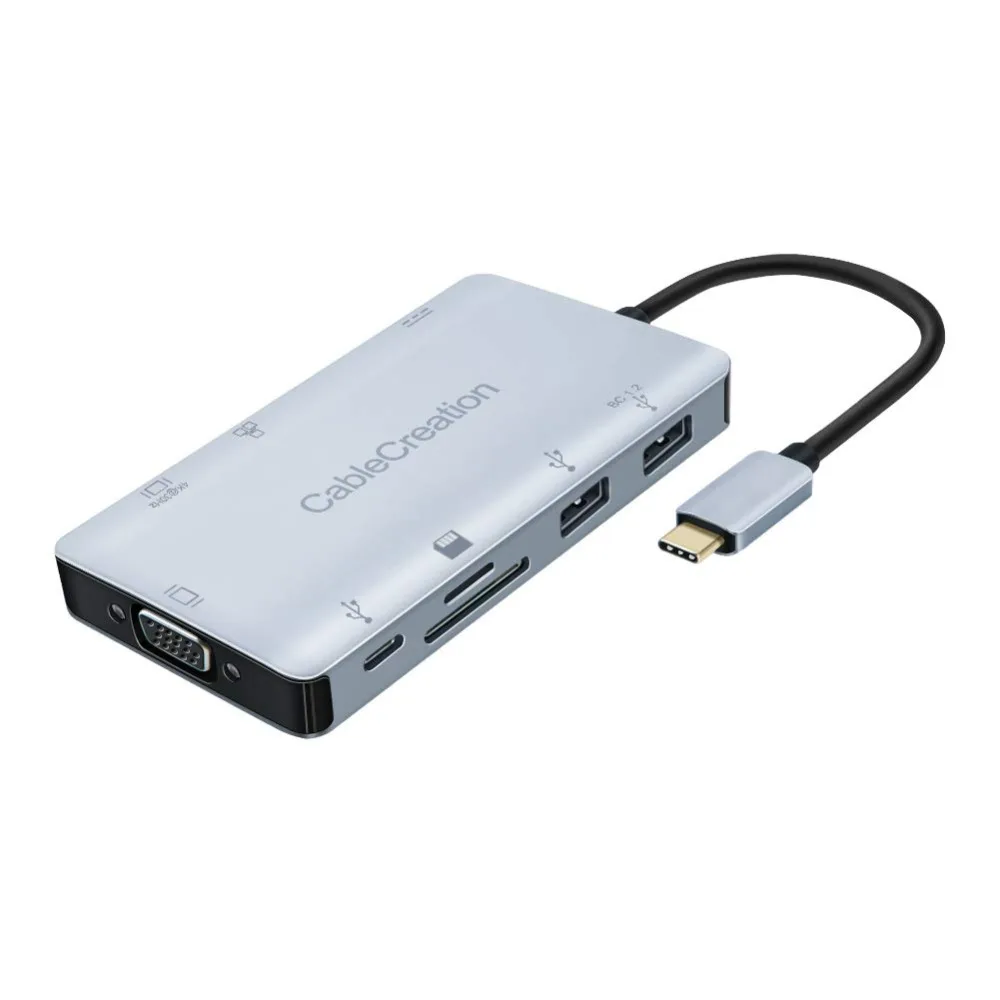 Концентратор USB C кабель (совместимый с Thunderbolt 3) 2 3 0 + разъемами типа мама HDMI 4K VGA SD